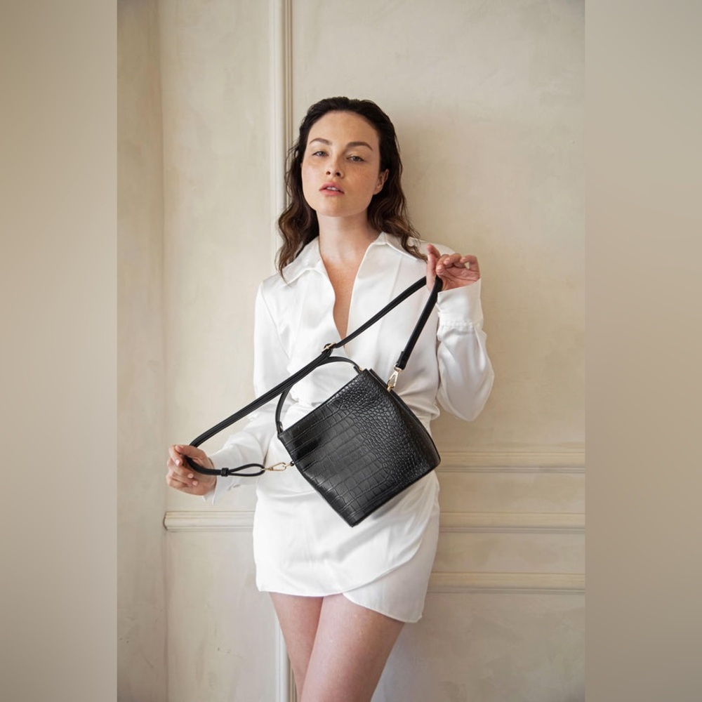 Aota Black Vegan Leather Hobo Bag